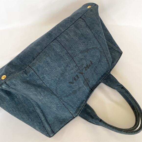 PRADA Logo Avio Denim Large Canapa Tote - Picture 9 of 16